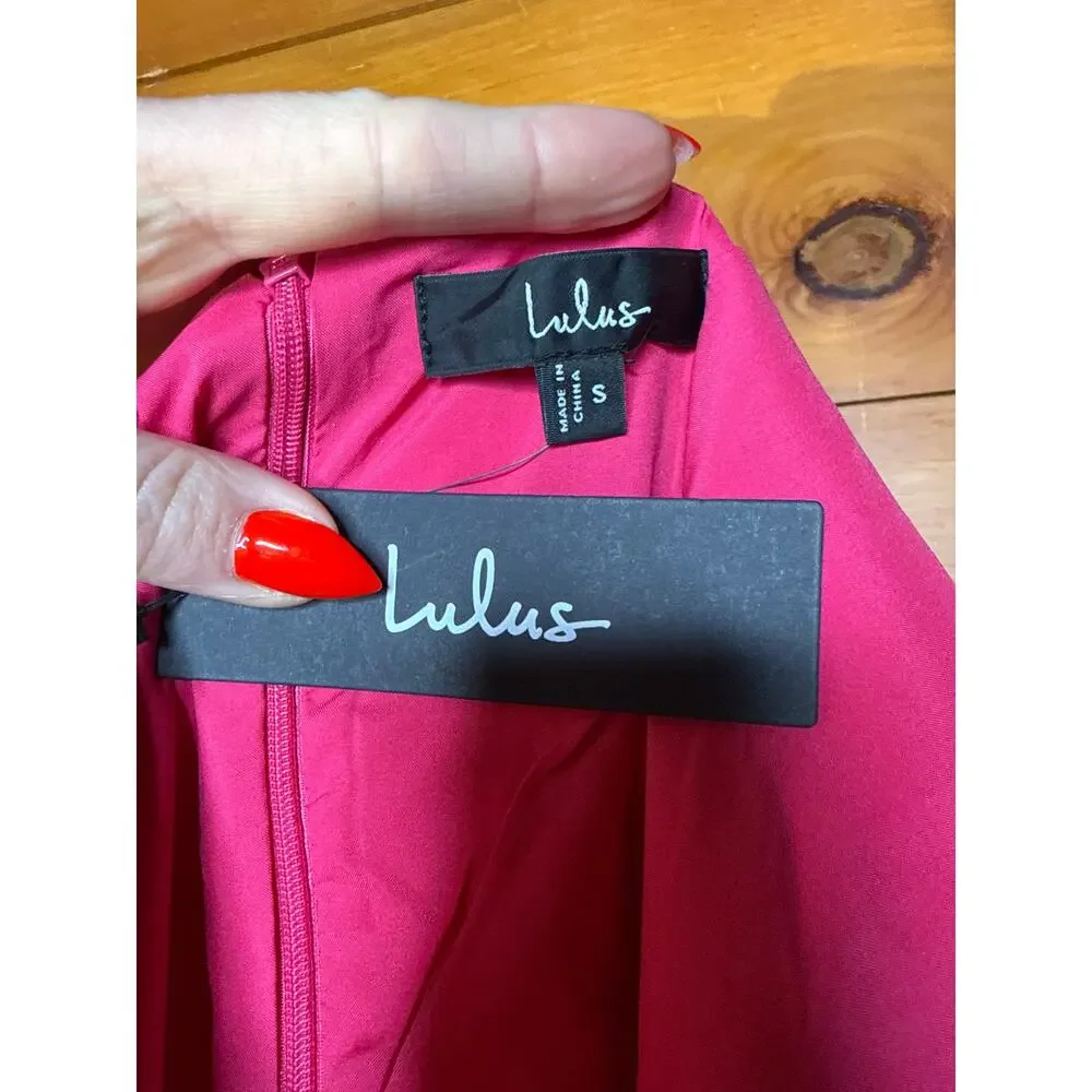 NWT Lulus Your Sweetie Fuchsia Tie-Strap Mini Dress Pink Party Cocktail Size S - Picture 6 of 6